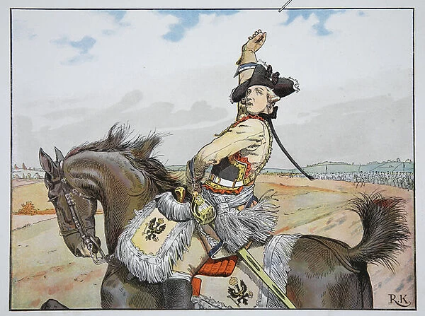 Seydlitz at Rossbach, 5 November 1757 (colour litho)