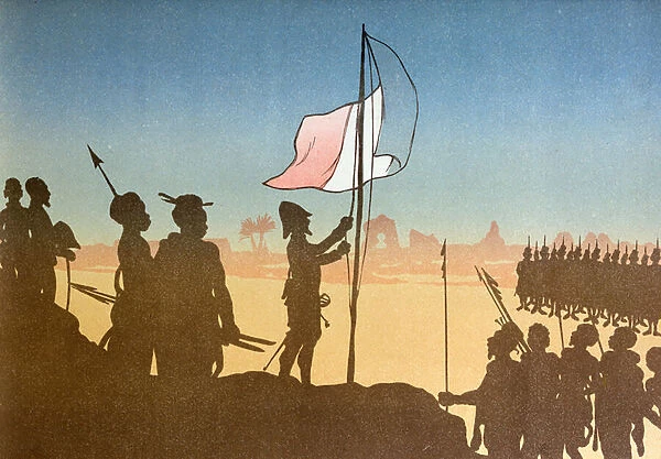 Shadow Play depicting the raising of the French Flag at Fashoda in 1898