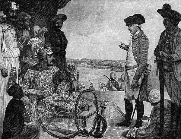 Shah Allum reviewing the East India Company troops, 18th century (engraving)