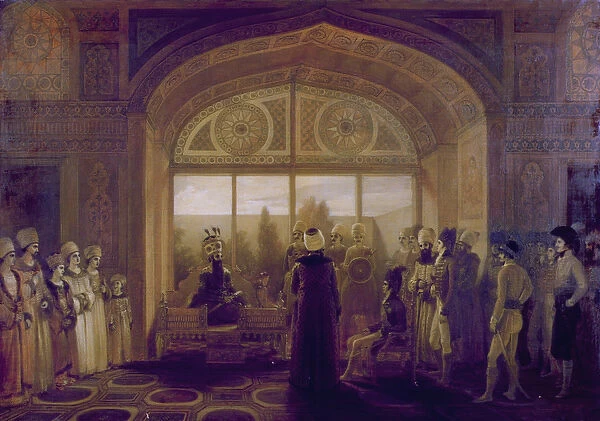 Shah Fath Ali, shah of Persia (1797-1835) Receiving Sir Harford Jones in Audience
