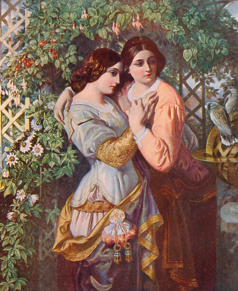 Shakespeare: Celia and Rosalind, As You Like It, Act I, Scene 3 (colour litho)