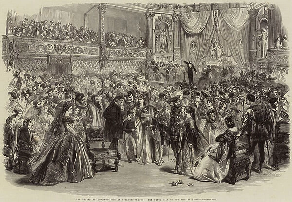 The Shakespeare Commemoration at Stratford-on-Avon, the Fancy Ball in the Festival Pavilion (engraving)
