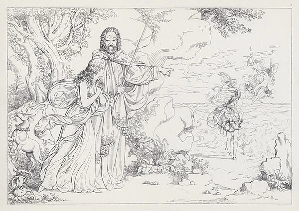 Shakespeares The Tempest, Act I, Scene 2 (engraving)