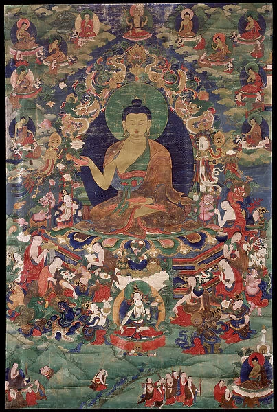 Shakyamuni Buddha - Tibetan culture - 18th century - Mineral Pigment on Cotton - 70