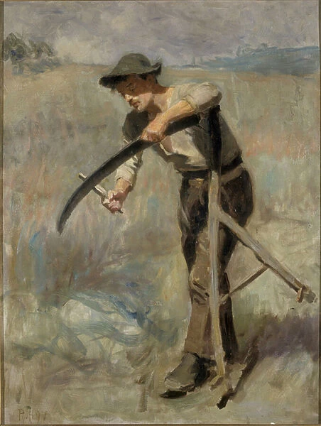 Sharpening The Scythe, 1897 (oil on canvas)