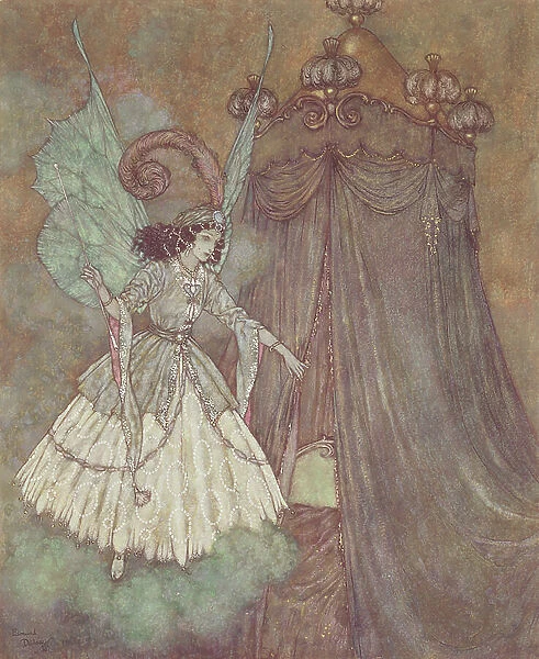 'She found herself face to face with a stately and beautiful lady', illustration from 'Beauty and the Beast', 1910 (lithograph)