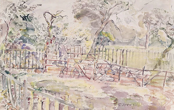 Sheep dipping, New Street, Ridley, 1941 (w  /  c on paper)
