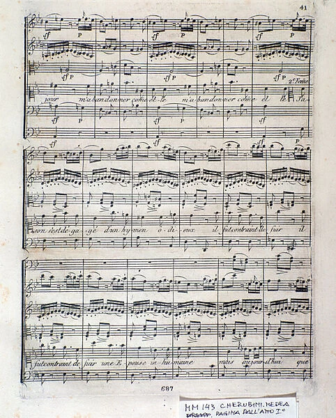 Sheet music of Medea (act 1), opera by Luigi Cherubini, 1797