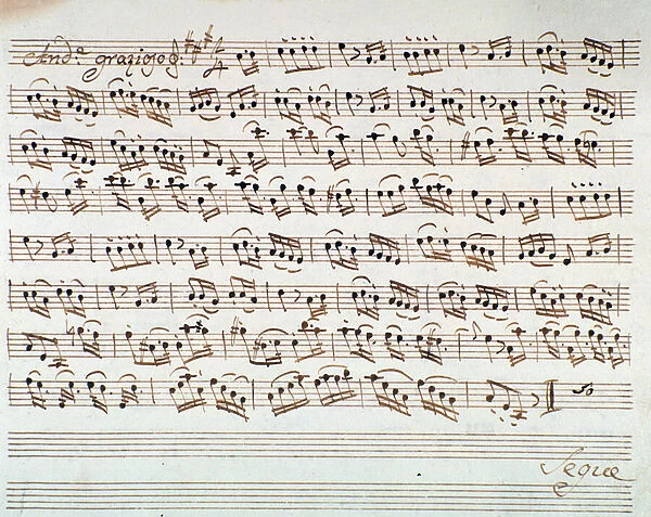 Sheet music page for the first violin in the opening of Mithridate, King of the Pont