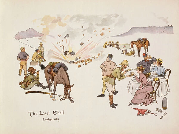 The Last Shell, Ladysmith, from The Leaguer of Ladysmith, 1900 (colour litho)