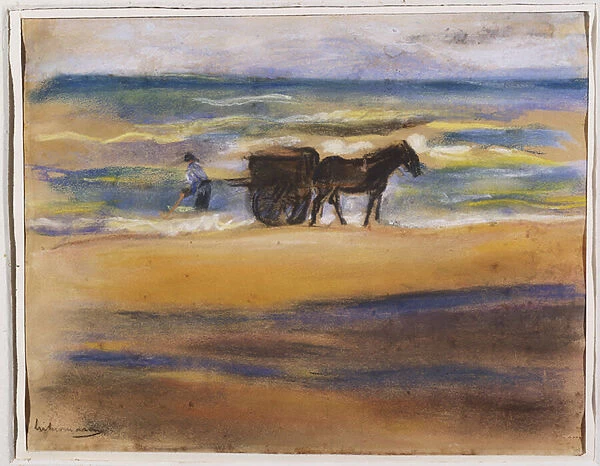 Shell Seekers on the Beach (pastel on paper)