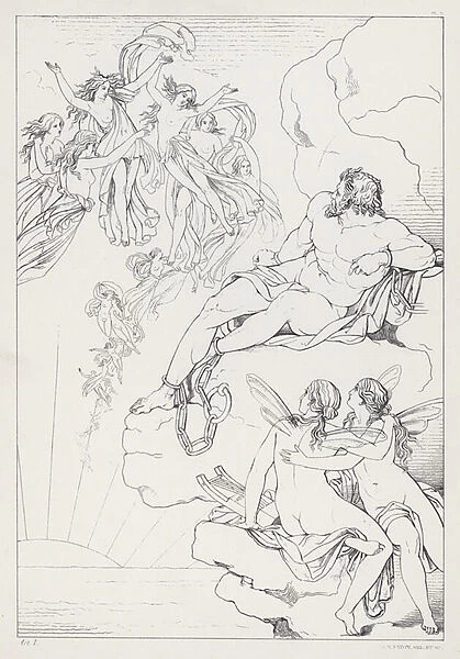 Shelleys Prometheus Unbound, Act I (engraving)