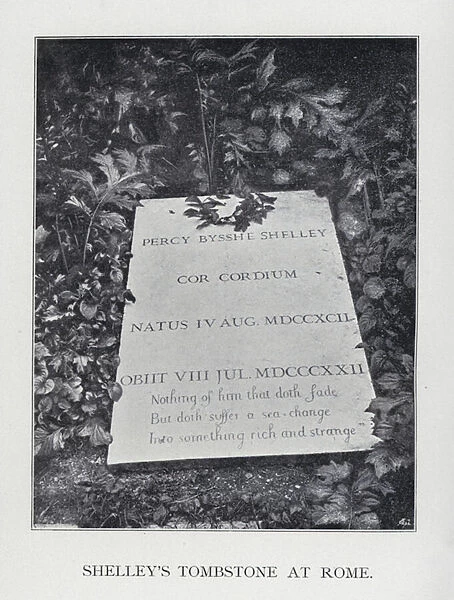 Shelleys Tombstone at Rome (b  /  w photo)