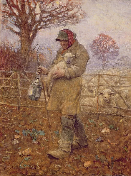 Shepherd with a Lamb, 1883 (w  /  c on paper)