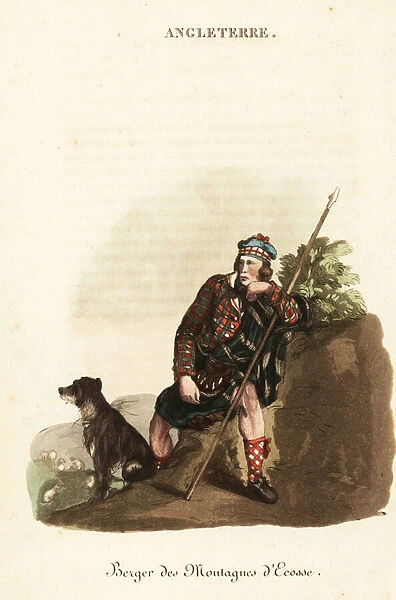 Shepherd in the Scottish Highlands, 1800s. 1821 (engraving)