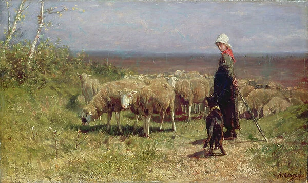 Shepherdess (oil on canvas)