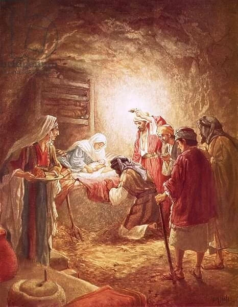 The shepherds finding the infant Christ lying in a manger