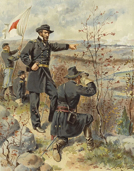 Sherman at Kenesaw Mountain, 4 October 1864 (colour litho)