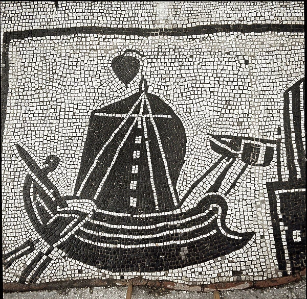 A ship in the port of Ostia (mosaic, 1st century BC-1st century AD)