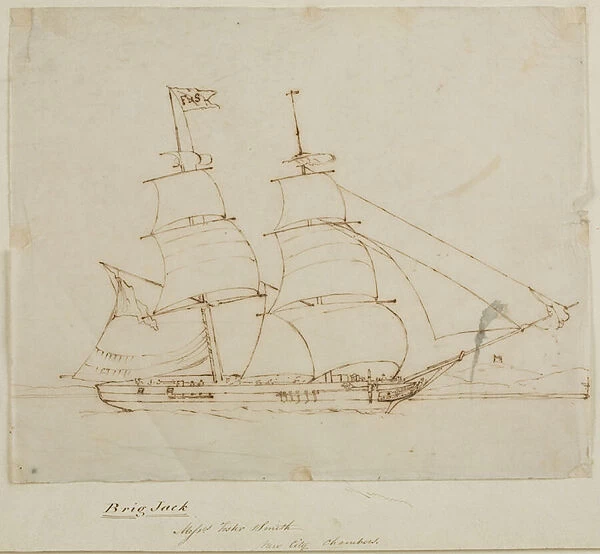 Ship Portrait - Brig Jack (pen & ink on paper (tracing))