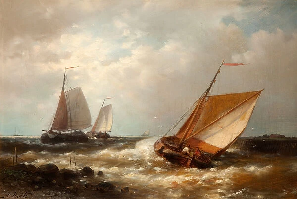 Shipping in a Breeze (oil on canvas)