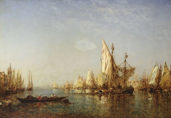Shipping on the Grand Canal, Venice, (oil on canvas)