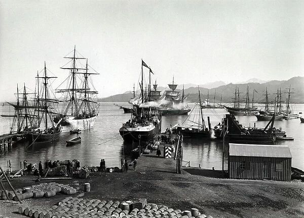 Shipping on the Neva, St. Petersburg, c. 1880 (b  /  w photo)