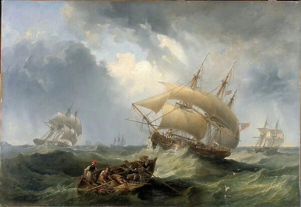 Shipping in the Open Sea (oil on canvas)