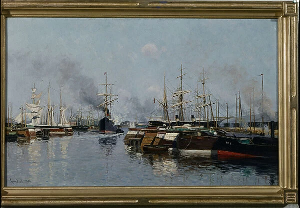 Ships in the Harbour, 1884 (oil on canvas)