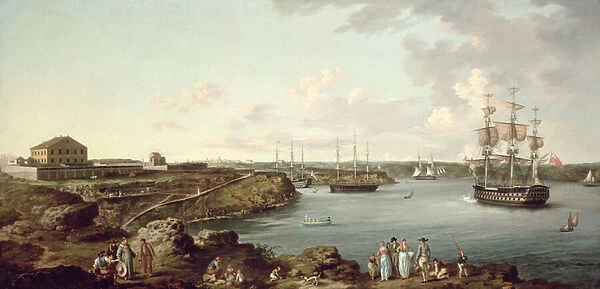 Ships of the Royal Navy at Port Mahon, Minorca (oil on canvas)