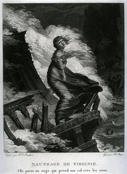 Shipwreck of Virginie, illustration for Paul et Virginie by Bernardin de Saint-Pierre