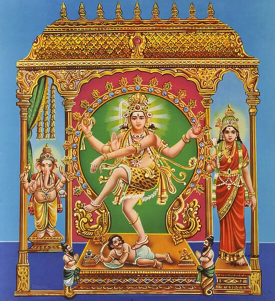 Shiva dancing (colour litho)