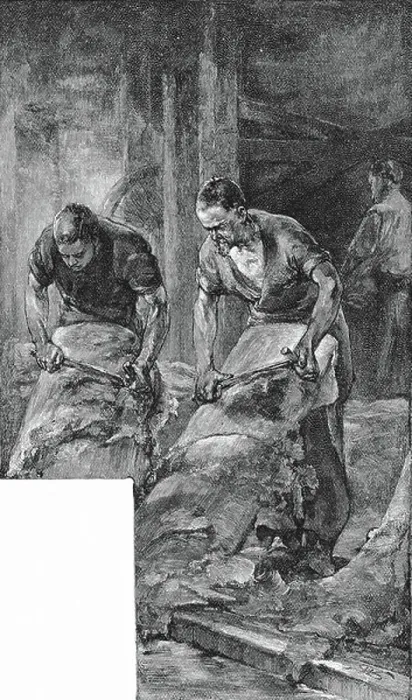 Framed Print : Shoe leather processing, 1885