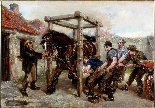 Shoeing the Bay Mare, c. 1885-90 (oil on canvas)
