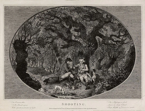 Shooting, engraved by Robert Pollard (1755-1838), published in 1784 (litho)