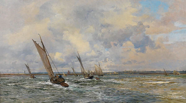 Shrimpers Hauling to Windward (Oil on canvas)