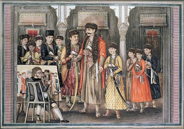 Shuja ud-daula, Nawab of Oudh (1754-75) and his Ten Sons, engraved by P. Renault