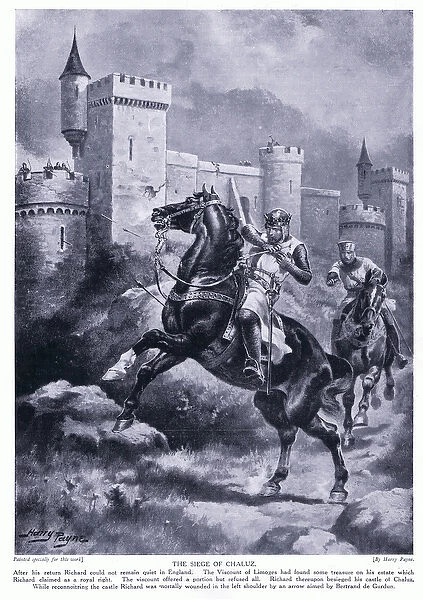 The siege of Chaluz (Richard I fatally wounded), 1920s (litho)