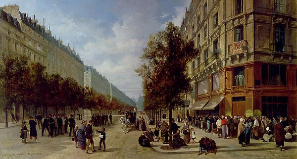 Siege of Paris. Queueing at the Door of a Grocery, 1870 (oil on canvas)