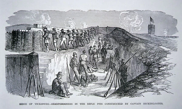Siege of Vicksburg - Sharpshooters in the rifle pits constructed by General Hickenlooper (engraving)