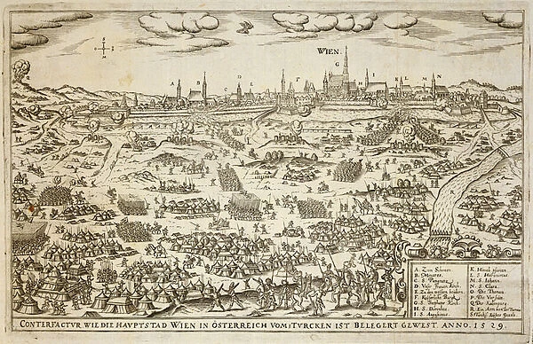 The Siege of Vienna in 1529, illustration from a book on the Ottoman campaigns in Europe