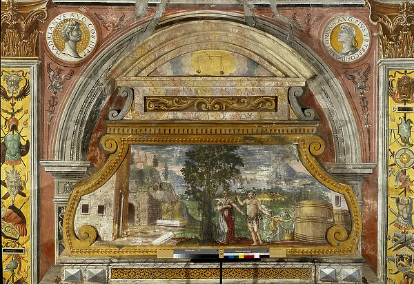 Sign of the Zodiac: the libra. Scene depicting the deity Bacchus, c. 1520 (fresco)