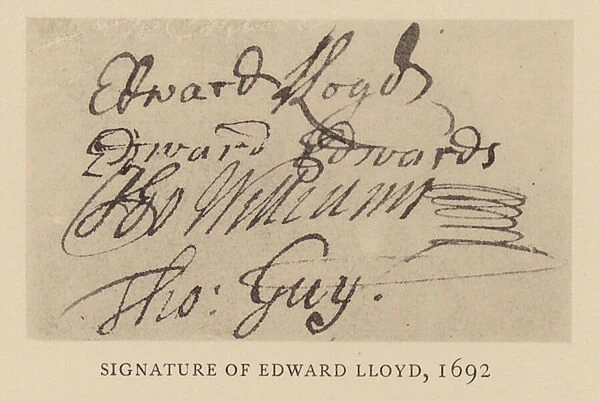Signature of Edward Lloyd, proprietor of Lloyds Coffee House, London, 1692 (pen and ink)