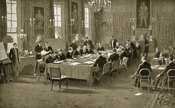 Signing the Treaty of London, 1913 (litho)