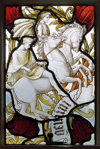 Signs Of The Zodiac, Gemini, 1886 (stained glass)