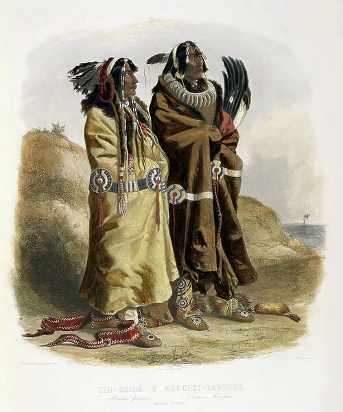 Sih-Chida and Mahchsi-Karehde, Mandan Indians, plate 20 from Volume 2 of