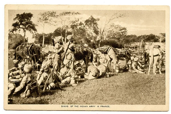 Sikhs of the Indian Army in France, 1914-15 (sepia photo)