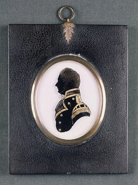Silhouette of Naval officer, c. 1800 (glass, gold foil & papier-mache)