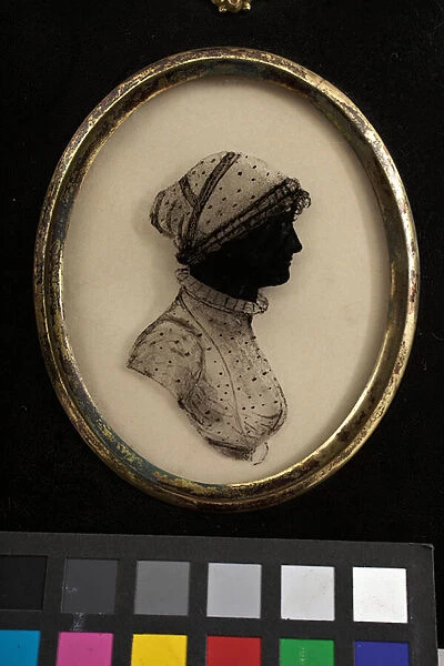 Silhouette: Unknown Lady by British School, c.1800 (paint on glass)