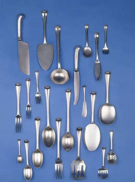 Framed Print : Part of a silver flatware set (silver) Framed Print : Part of a silver flatware set (silver)